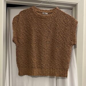 Peserico Textured Brown Crew Neck Sweater